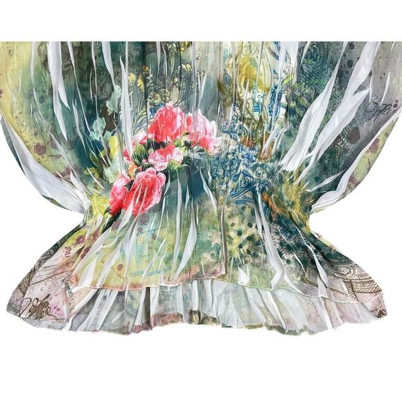 Lane Bryant Floral Off Shoulder Blouse Size 18 / 20 W Sheer Botanical Whimsical - Picture 10 of 13